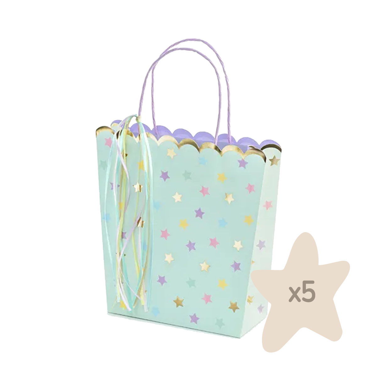 5 Geschenktüten „Sterne Light Blue“