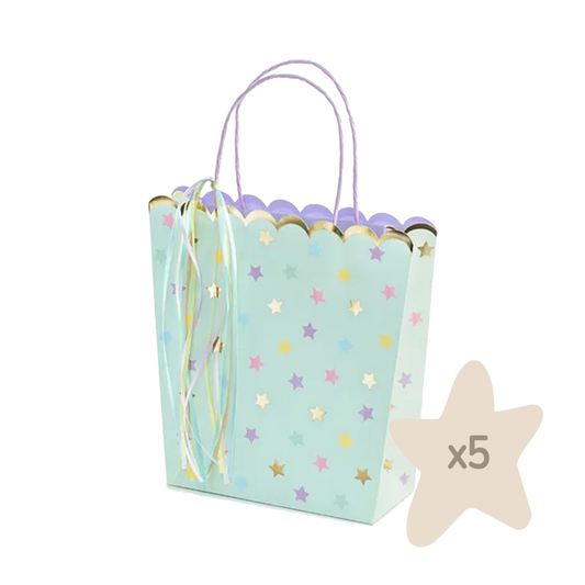 5 Geschenktüten „Sterne Light Blue“
