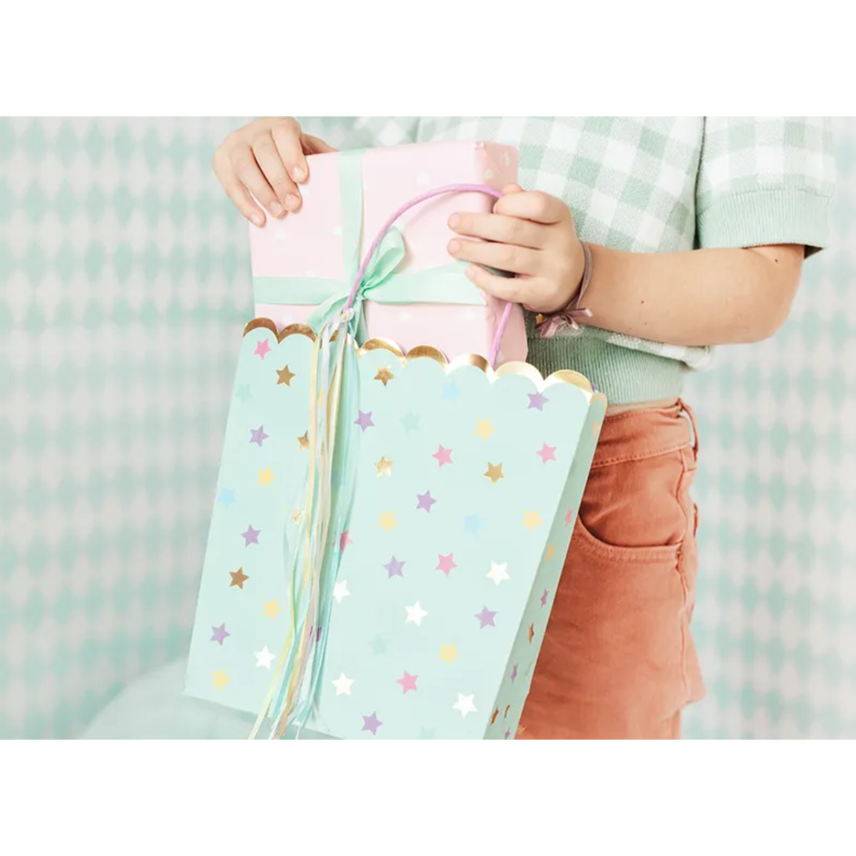 5 Geschenktüten „Sterne Light Blue“