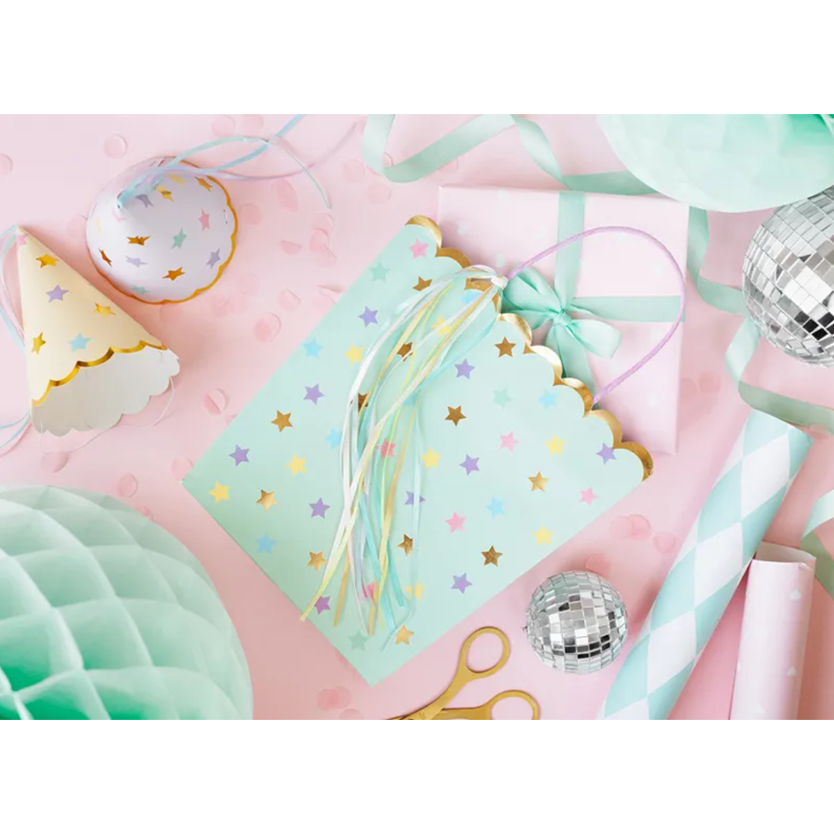 5 Geschenktüten „Sterne Light Blue“