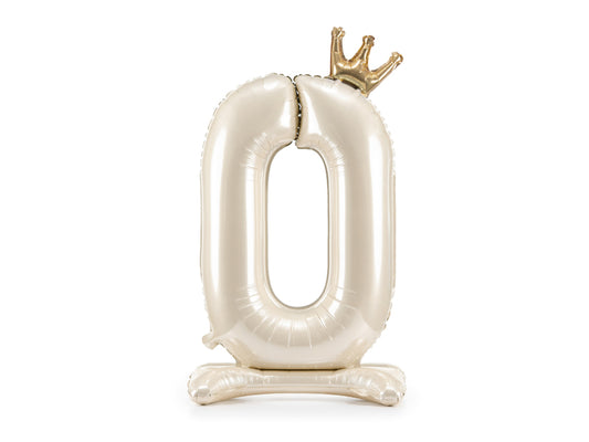Stehender Folienballon Zahl, 84 cm, hellcreme