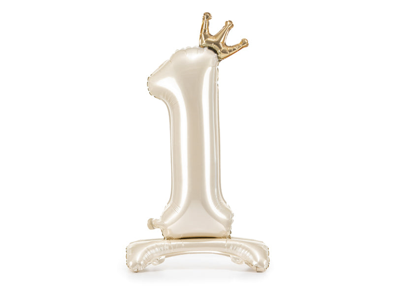 Stehender Folienballon Zahl, 84 cm, hellcreme