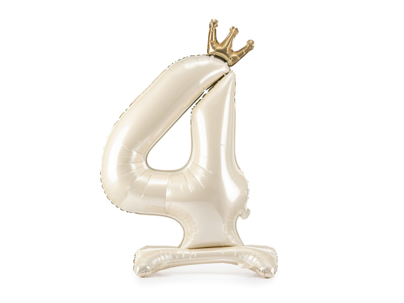 Stehender Folienballon Zahl, 84 cm, hellcreme