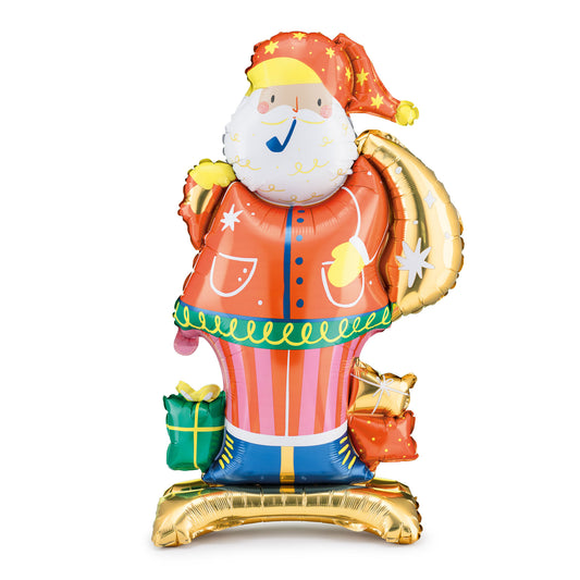 Stehender Folienballon Weihnachtsmann, 63x106 cm