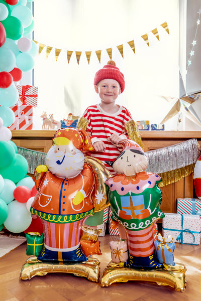 Stehender Folienballon Weihnachtsmann, 63x106 cm