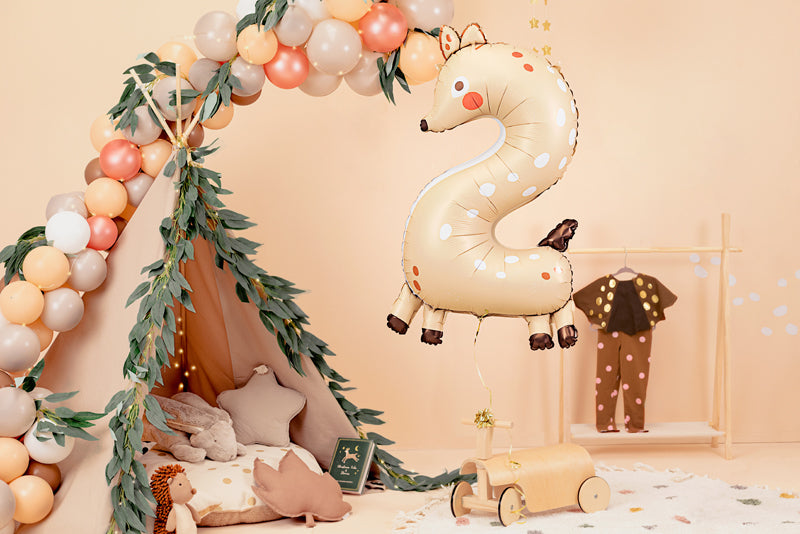 Folienballon Ziffer 2 - Reh, 65x102 cm