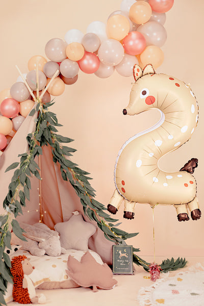 Folienballon Ziffer 2 - Reh, 65x102 cm