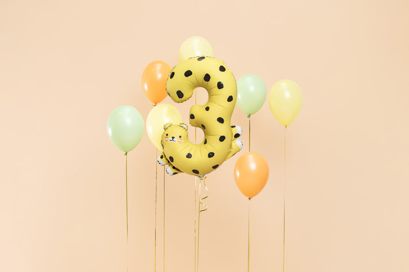 Folienballon Ziffer 3 - Gepard, 72.5x109 cm
