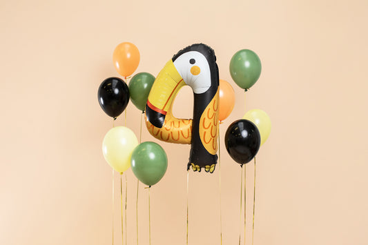 Folienballon Ziffer 4 - Tukan, 68x91 cm