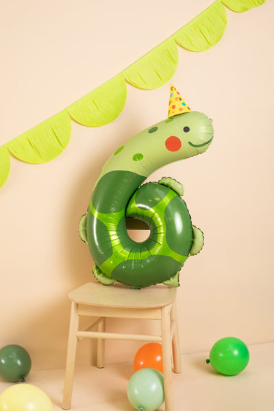 Folienballon Ziffer 6 - Schildkröte, 75x96 cm