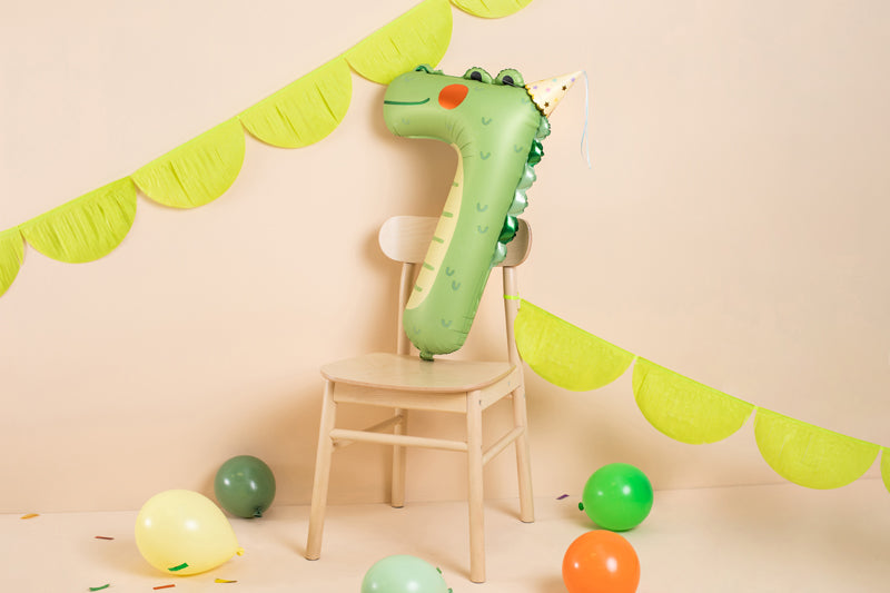 Folienballon Ziffer 7 - Krokodil, 56x85 cm