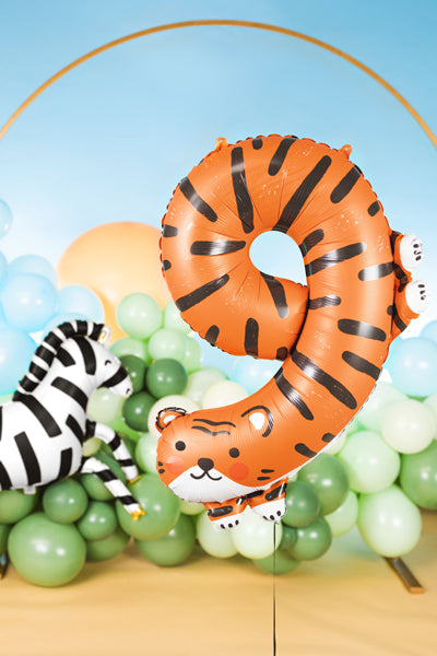 Folienballon Ziffer 9 - Tiger, 64x87 cm