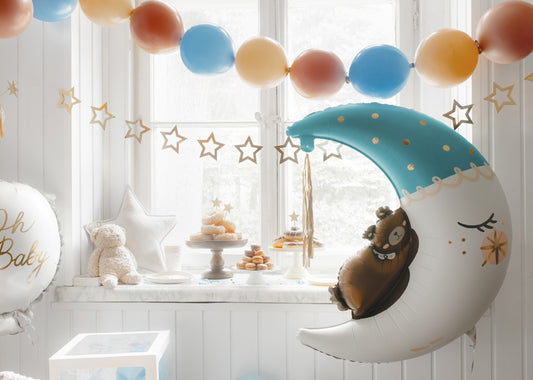 XXL Folienballon Teddybär auf dem Mond blau