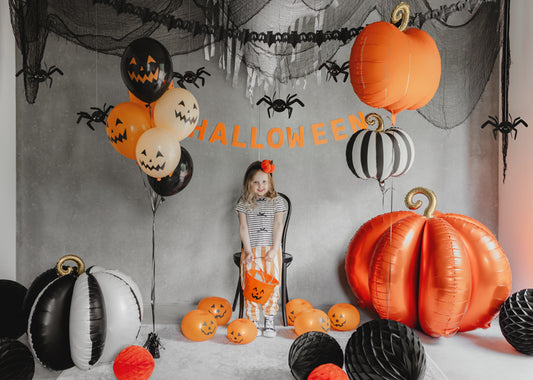 XXL Stehender Folienballon 3D Kürbis, 90x90 cm