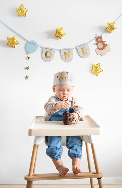 Stuhlbanner und Krone Teddybär, 50x20.5 cm, mix