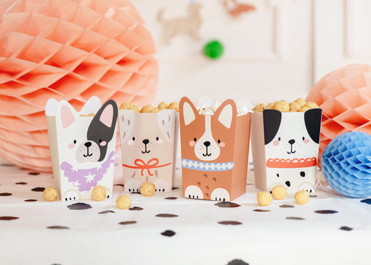 Popcorn-Boxen Hunde, 8,7x8,7 cm, Mix