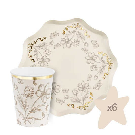 12-teiliges Partyset "Goldener Blumenzauber"