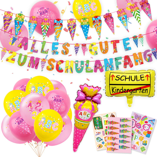 Partyset "Alles Gute zum Schulanfang Pink"