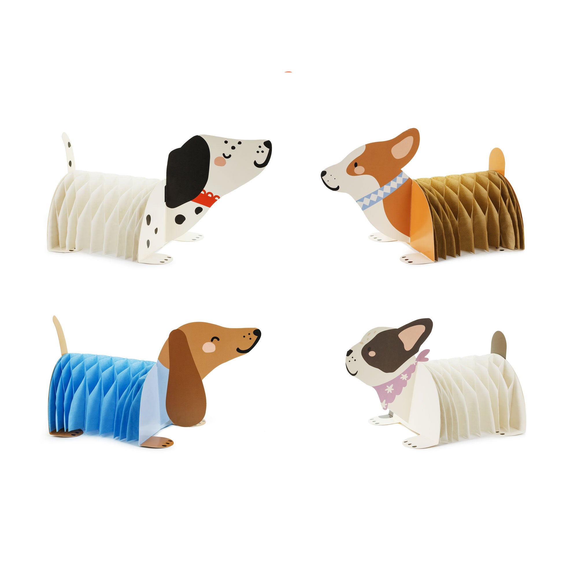 Papier-Honeycomb-Dekorationen Hunde, Mix