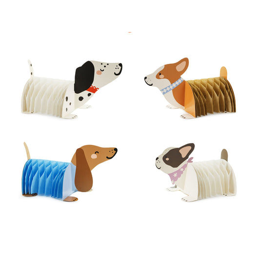 Papier-Honeycomb-Dekorationen Hunde, Mix