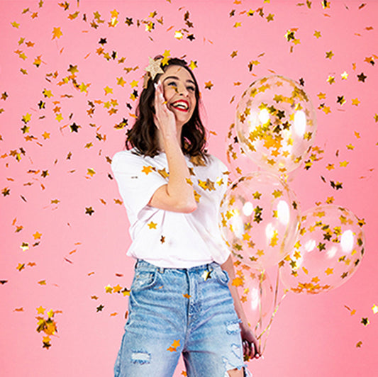 6 Konfettiballons „Goldsterne“