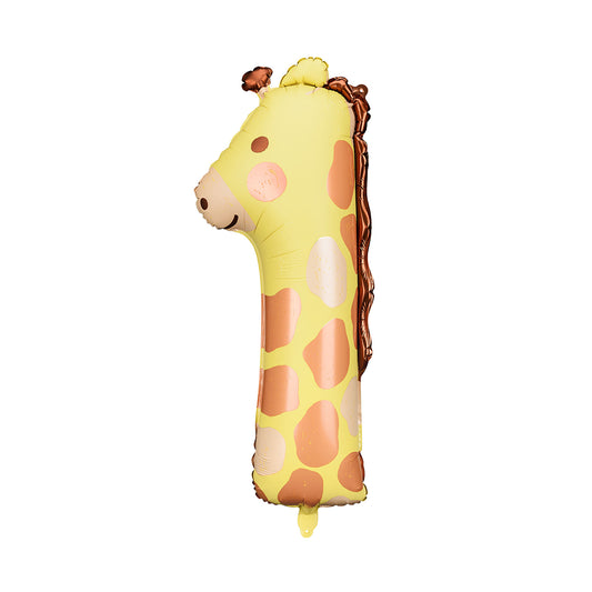 Folienballon Ziffer 1 - Giraffe, 48x96 cm