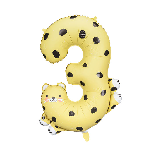 Folienballon Ziffer 3 - Gepard, 72.5x109 cm