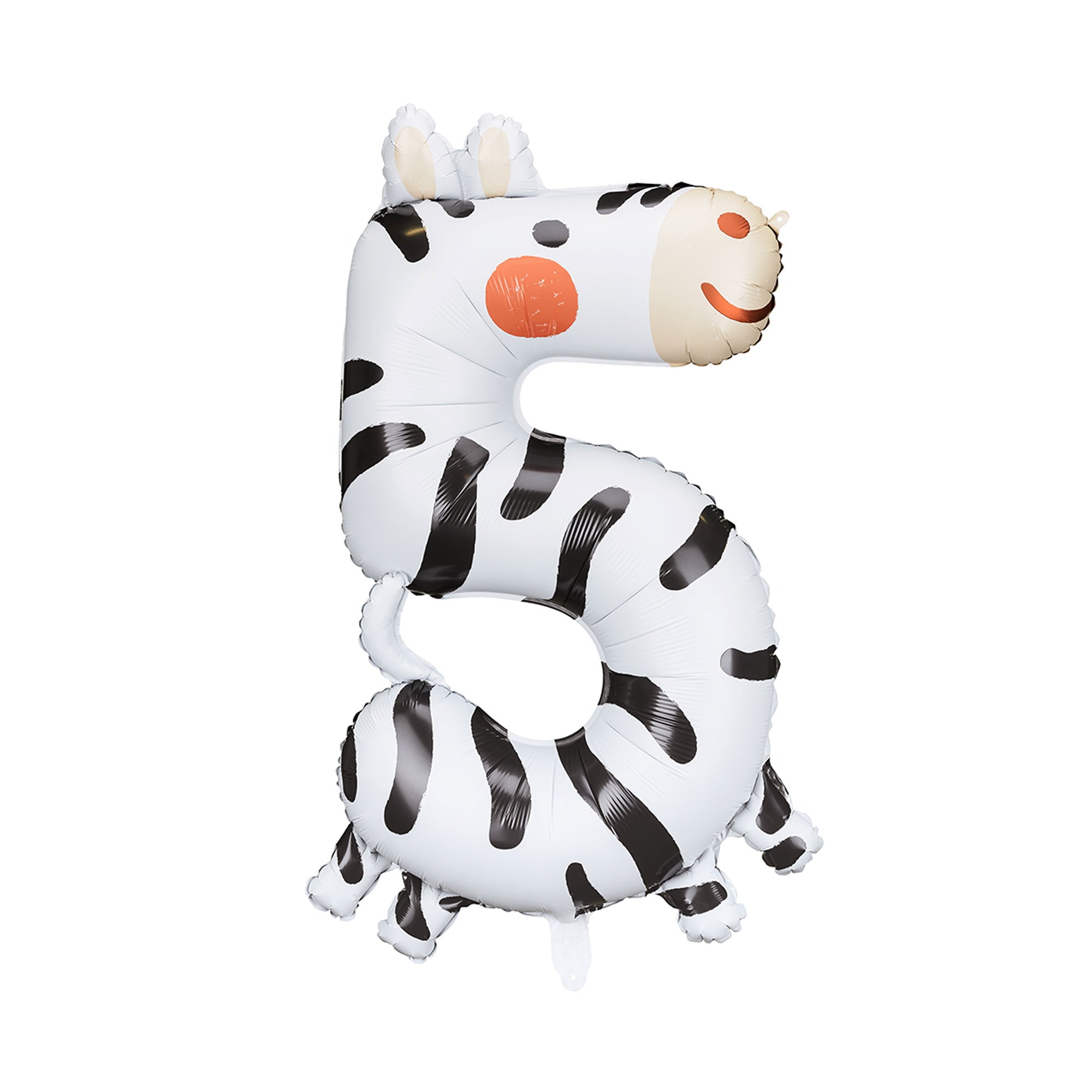 Folienballon Ziffer 5 - Zebra, 68x98 cm