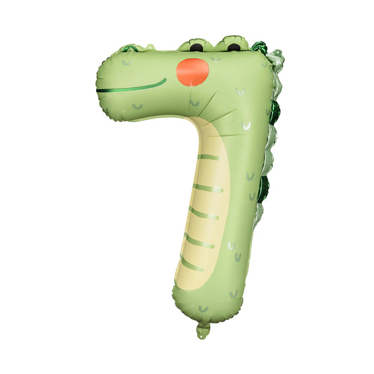 Folienballon Ziffer 7 - Krokodil, 56x85 cm