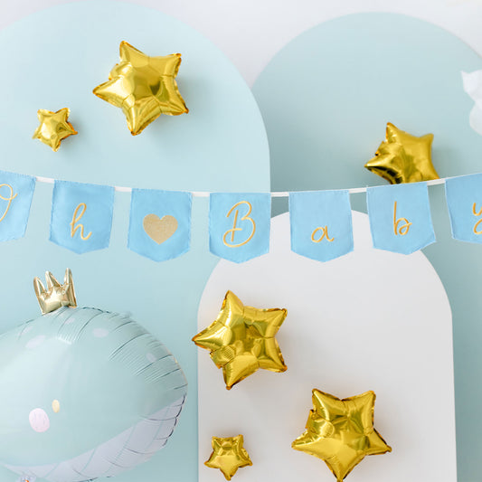 Banner Oh Baby mit Quasten, 2.5 m, himmelblau
