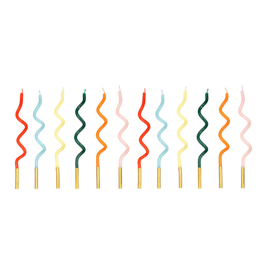 Gedrehte Geburtstagskerzen Regenbogen, 14 cm, Mix