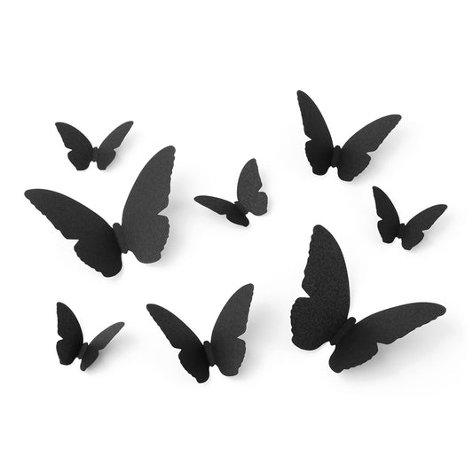 Papiermotten-Dekoration, schwarz, 6-12cm